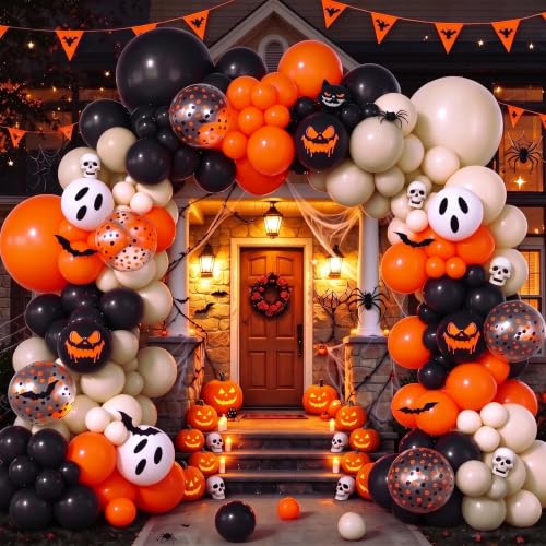 Halloween Balloon Arch Garland Kit Orange and Ghost Balloons
