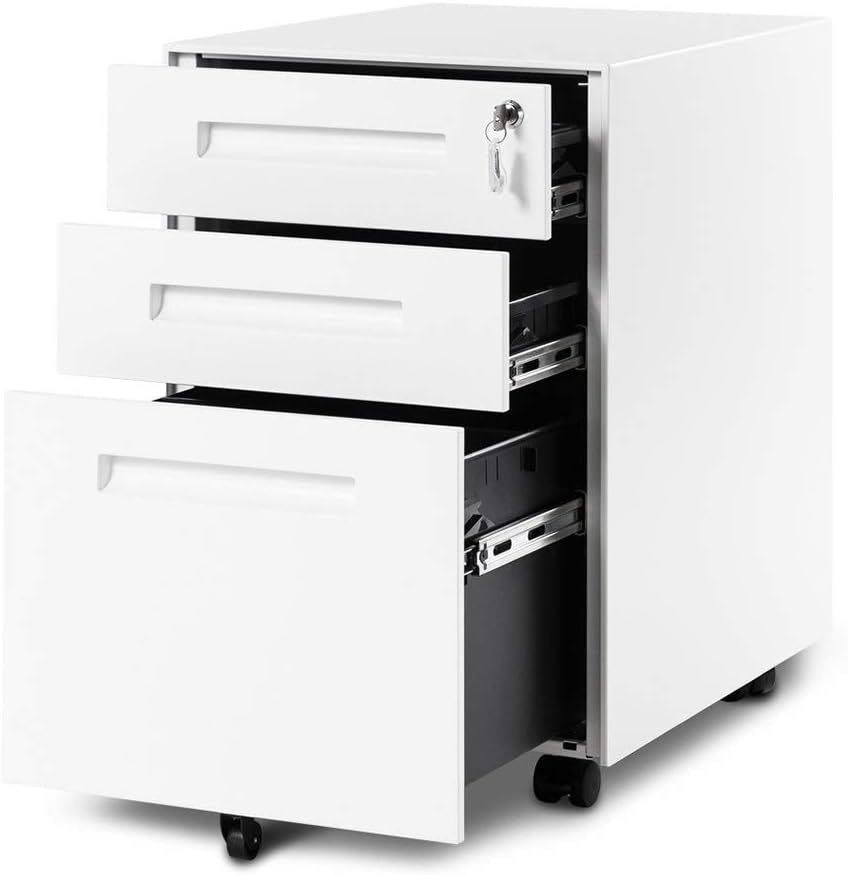 Snowve 3 Drawer Metal File Cabinet Fireproof File Cabinet With Lock Mini Filing Cabinet Business Card Organiser For Home Office Amazon Co Uk Kitchen Home