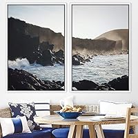 2 Piece Framed Canvas Wall Art Coastal Scenery Canvas Prints Home Artwork Decoration for Living Room,Bedroom - 16