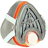 CANHEAL Dust Mask Washable and Reusable + 4 Active Carbon Filters Included, Multi-Purpose Particulate Respirator (Medium - Large, Gray/Orange)
