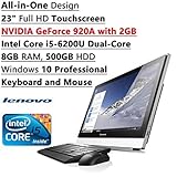Newest Lenovo All-In-One Flagship High Performance 23 inch Full HD Touchscreen Laptop PC| Intel Core i5-6200U Dual-Core| NVIDIA GeForce 920A| 8GB RAM| 500GB HDD| Windows 10 Pro| Keyboard and Mouse