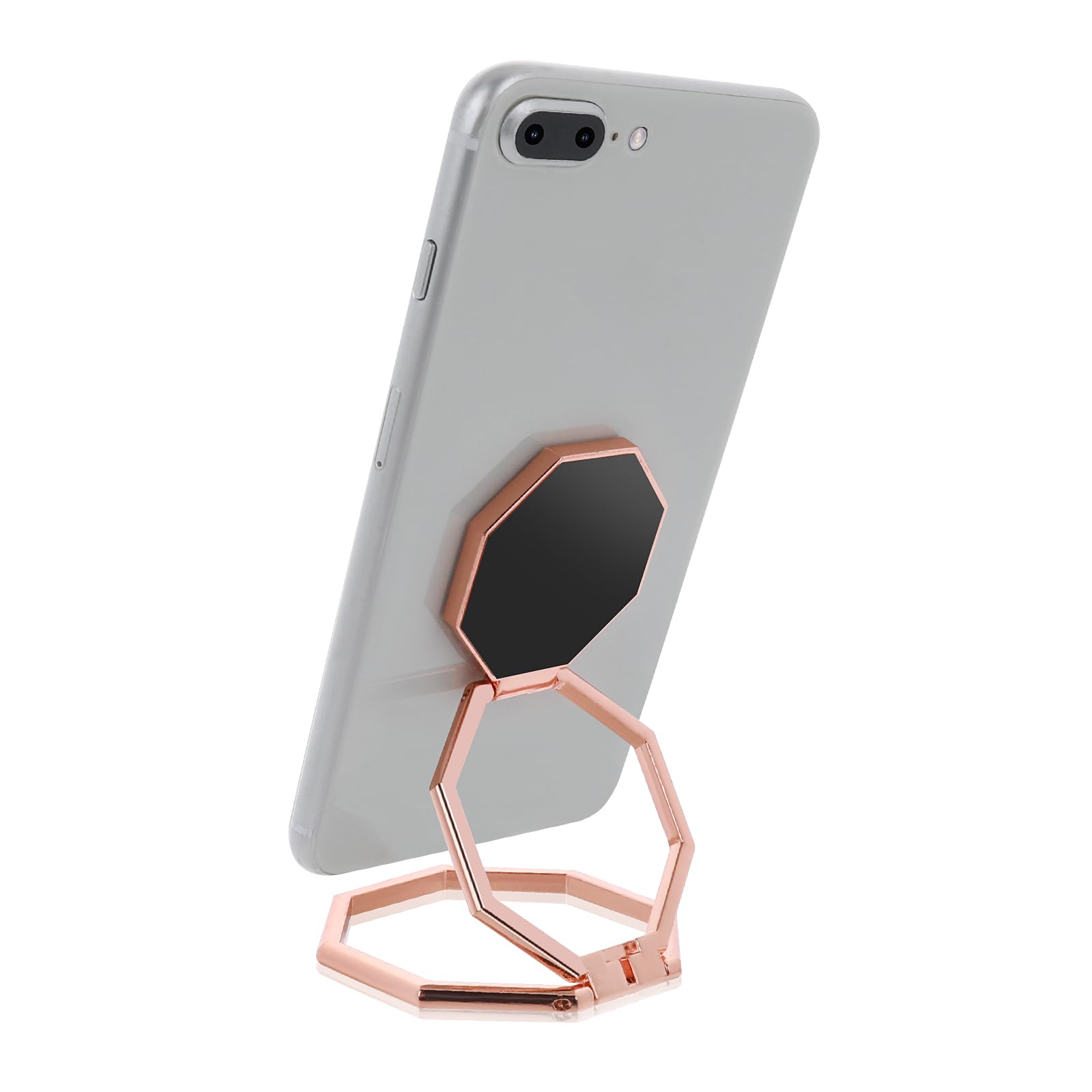 Cobee Cell Phone Ring Holder Finger Kickstand, 360° Rotation Metal Cellphone Back Grip Foldable Cell Phone Stand Adjustable Phone Holder Compatible with Most Smartphones (Rose Gold)