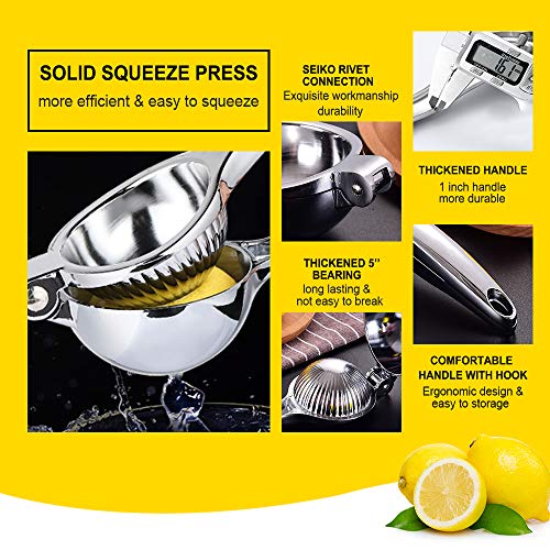 OneBom Lemon Juicer, Stainless Steel Lemon Lime Squeezer Handheld Press, with 2 Orange Peelers,Premium Long Lasting Citrus Juicer - Thumbnail 3