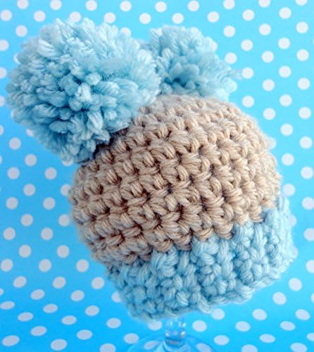 Crochet Skull Hat with Pompoms Cute Handmade Newborn Beanie Free Shipping