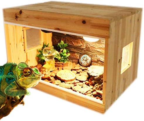 CJN Reptile Wooden Container,lizard Box, Raw Materials -ceramic Lamp Holder -breathable Window,amphibian Reptile / Bird100*50 * 50cm
