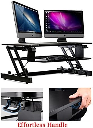 Modic Height Adjustable Standing Up Desk Ergonomic Computer Desk Riser Dual Monitors Sit/Stand Desk for Laptop/Desktop,w/Keyboard Tray&amp;Spring Lifting Arm,36 inch Wide,33lbs Capacity,ProHT