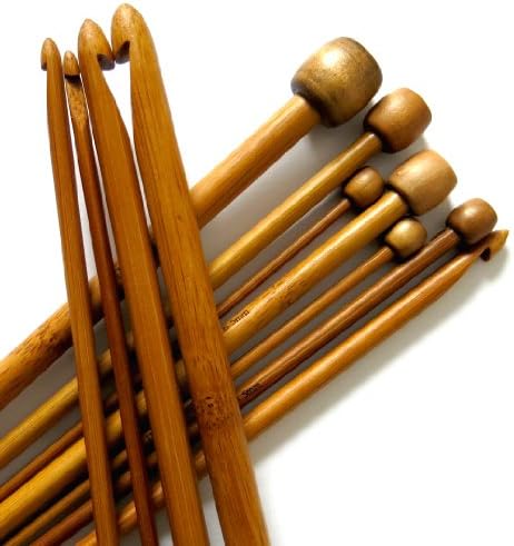 11 Sizes 10'' (25cm) Long Afghan Tunisian Carbonized Bamboo Crochet Hooks 3mm - 10mm