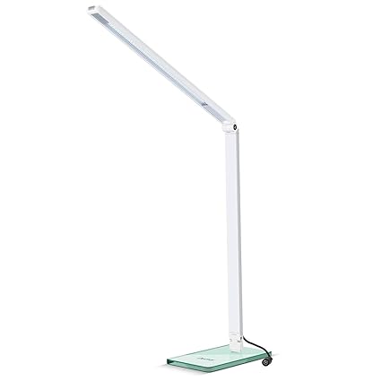Deckey Schreibtischlampe LED Tischlampe 6W dimmbar Schreibtischleuchte Leselampe, neutralweiß, 3 Heiligkeitsstufe dimmbar (We