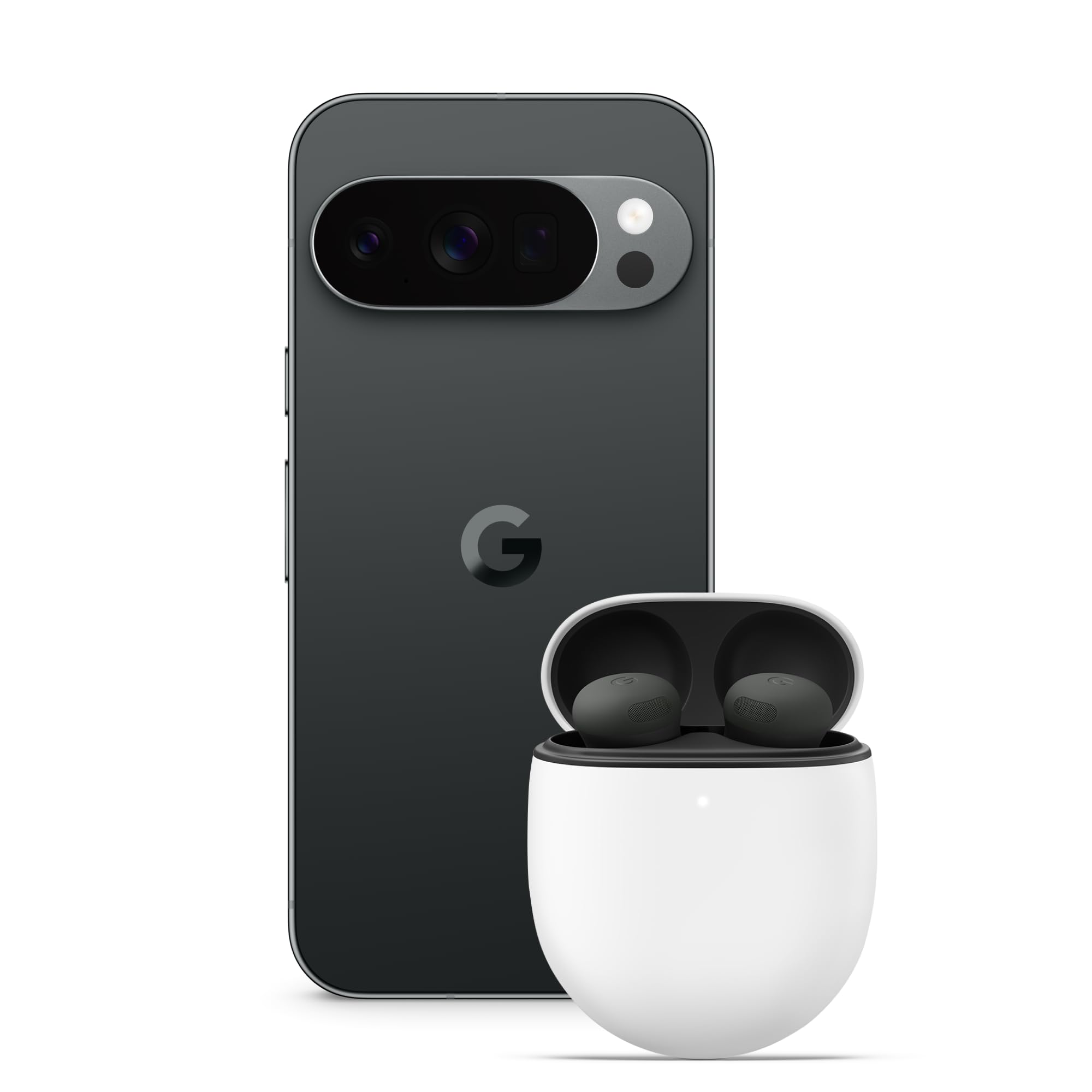 Google Pixel 10 Pro – Android-Smartphone ohne SIM-Lock, mit Gemini, Dreifach-Rückkamerasystem, mehr als 24 Stunden Akkulaufzeit und 6,3 Zoll großem Super Actua-Display – Obsidian, 128GB + Buds Pro 2