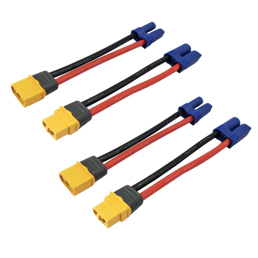 Yiqigou-T 2 Pair Amass XT60 XT60H Male Female Plug Connector to EC5 Male Female Plug Connector Conversion Adapter Cable Wire with 10cm 12WAG Silicone Cable Cord