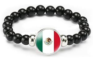 vmcoatdu National Flag Bracelet Elastic Rope Beaded Bracelet Support Your Country Travel Souvenir Gifts for Men Women