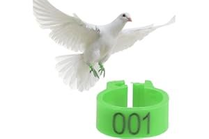 TNFEEON 100PCS/Bag 8MM Plastic Pigeon Bands Rings, 001-100 Numbered Plastic Pigeon Bird Leg Bands Rings with Number(Greeb)