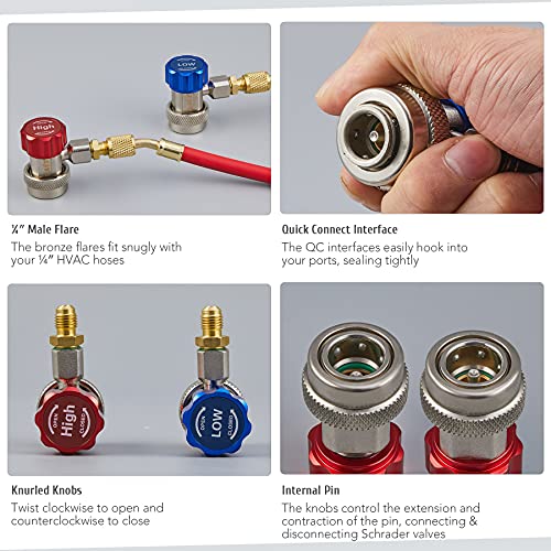 OMT R134a Quick Coupler Adapter, Adjustable R134a Adapters and AC Hose