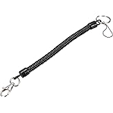 uxcell Spiral Retractable Coil Springs Lanyard, Keychain Cord Holder with Lobster Claw Clasps, Stretchy Anti-Theft Rope with Hook Keychain Ring Carabiner for Cellphone, Black