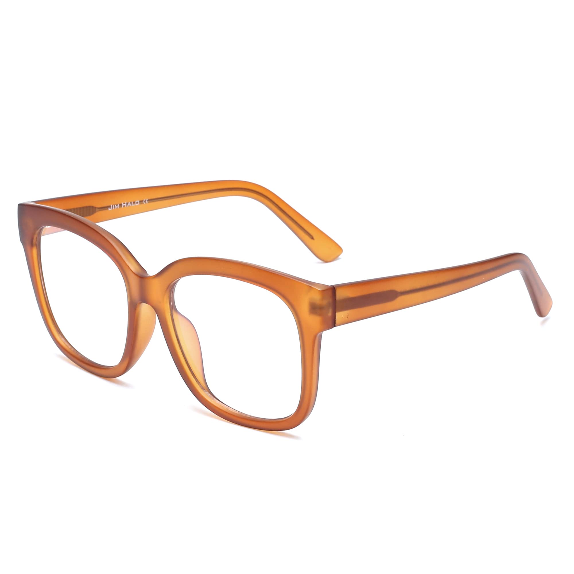 Jim Halo Blue Light Blocker Glasses for Women Oversized Square Computer Glasses Metal CP Temples Brown