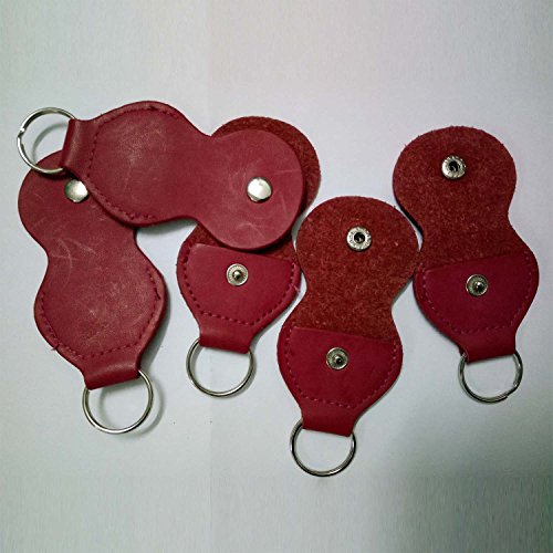 Securely Guitar Picks Holder Case Leather Keychain Plectrum Cases Bag Rose-red Color by Elrido