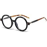 Gleyemor Retro Round Glasses for Men Women Vintage Circle Glasses Frames Costume Cosplay Eyeglasses Anti Blue Light Lens
