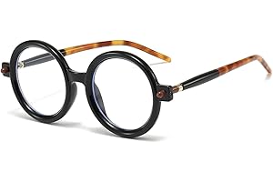 Gleyemor Retro Round Glasses for Men Women Vintage Circle Glasses Frames Costume Cosplay Eyeglasses Anti Blue Light Lens