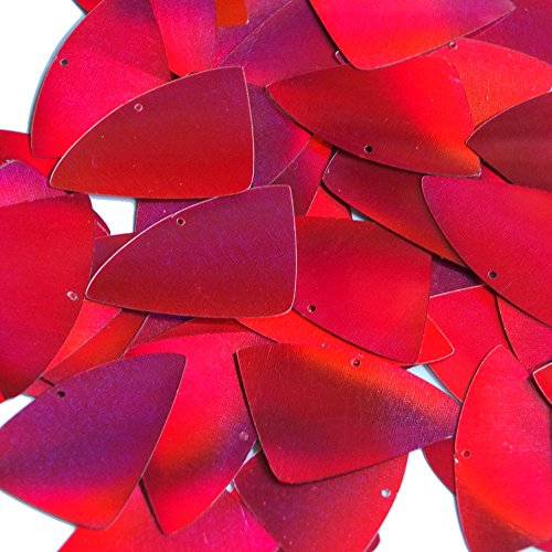 Red Sequin Fishscale Fin 1.5 inch Lazersheen Reflective Rainbow Couture Loose Paillettes. Made in USA.