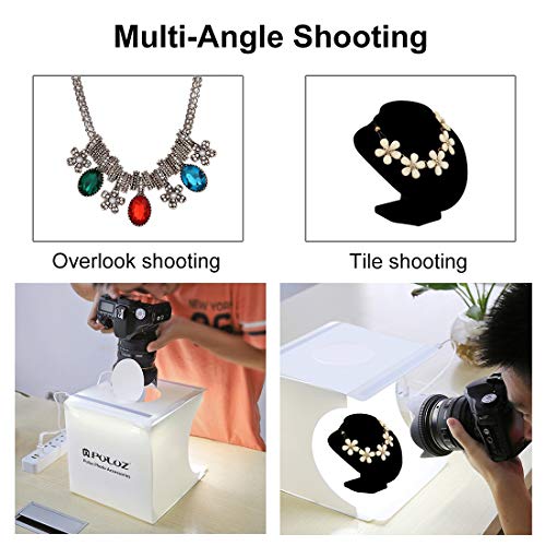 PULUZ Mini Photo Studio Light Box, Photo Shooting Tent kit, Portable Folding Photography Light Tent kit with 2 LED Panels and 6 Colors Backdrops, for Small Size Products