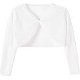 Hvididan Girls Cardigan, Girls Bolero Shrug Sweater, Kids Knit Hollow Out Long Sleeve, Button Cover Up Cropped Tops