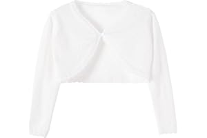 Hvididan Girls Cardigan, Girls Bolero Shrug Sweater, Kids Knit Hollow Out Long Sleeve, Button Cover Up Cropped Tops