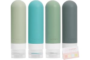 Quatish Travel Bottles for Toiletries, 4 Pack Leak Proof Travel Size Containers, BPA Free Silicone Travel Shampoo and Conditioner Bottles Tsa Approved, 3 oz Travel Size Bottle for Cosmetic, Lotion