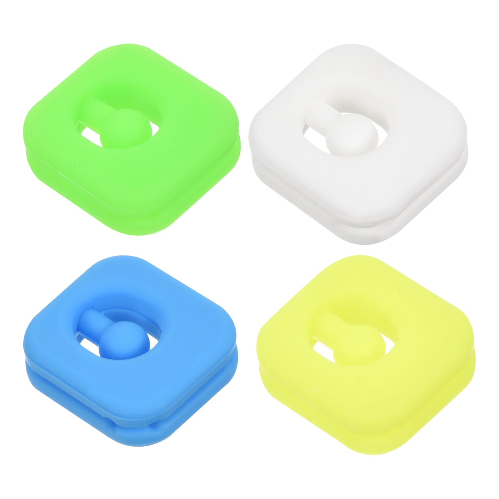 M METERXITY 4 Pack Tennis Vibration Dampener - Square Shock Absorber, Silicone Racket String Damping, Apply to Tennis Racket (2.2cm, White, Blue, Green, Yellow)