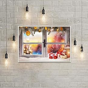 Framed Canvas Home Artwork Decoration Merry Christmas Canvas Wall Art for Living Room, Bedroom - 16x24 inches