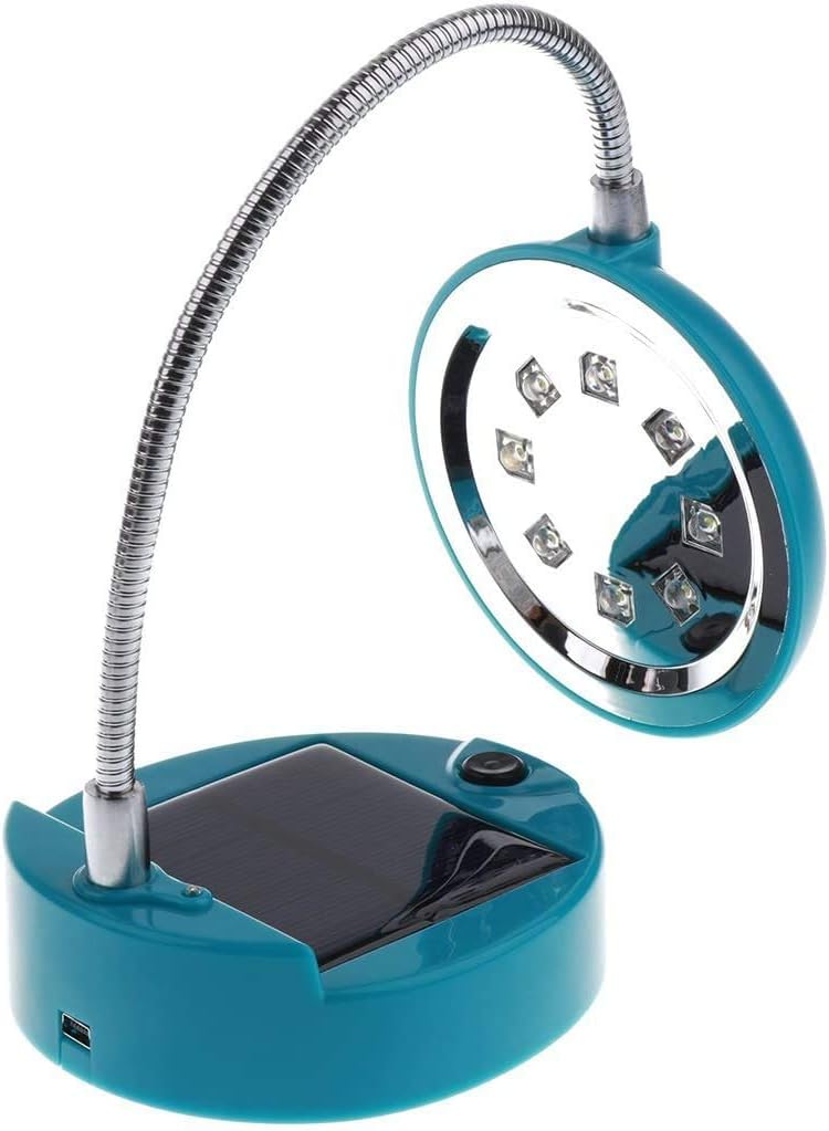 Rechargeable Solar Lamp Amzstar Portable Flexible Super Bright 8 Led Mini Solar Desk Lights Indoor Reading Lighting Outdoors Or Camping Blue Amazon Com