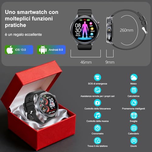 2026 New Men's Smartwatch with ECG+HRV/ChatGPT AI, 1.53 Inch Fitness Watch with Calls and LED Flashlight, 24h Sleep Monitor, Heart Rate Monitor, SpO2/Temperature/SOS, Compatible with Android and iOS