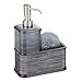 mDesign Plastic Dish Soap Dispenser with Sponge Holder - Kitchen Sink Liquid Soap Pump Dispenser with Organizer Compartment for Dishwashing Brush and Dish Sponges - Tesse Collection - Smoke Gray/Black