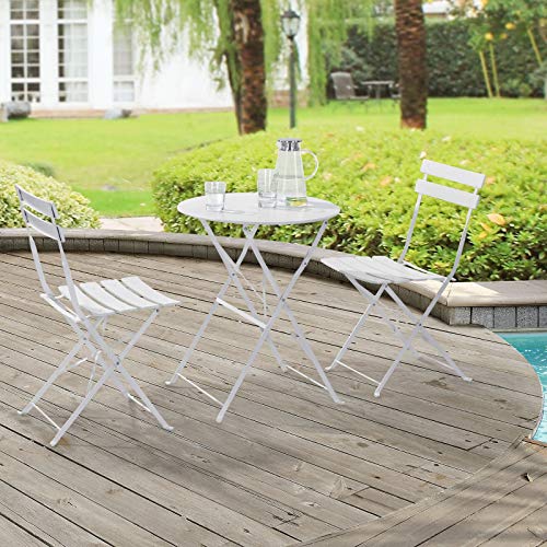 ADHW Bistroset Tisch 2 Stühle Essgruppe Sitzgruppe Balkonset Gartengarnitur – Bild 3