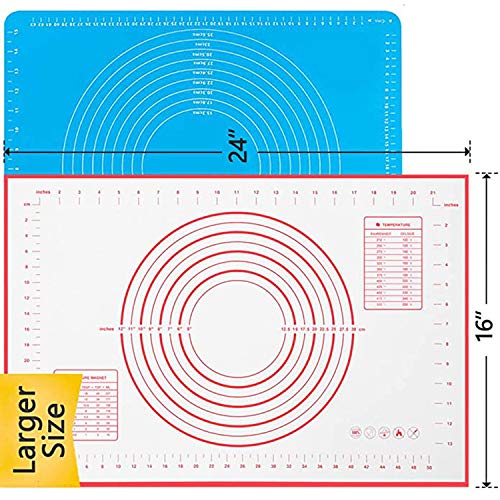 Silicone Pastry Mat No Stick Extra Thick Baking Mat with Measurement Fondant Mat, Counter Mat, Dough Rolling Mat, Oven Liner, Pie Crust Mat (60 x40CM)
