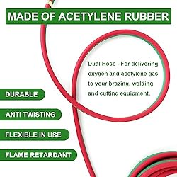 TAISHER 1/4" x 25FT Oxygen Acetylene Twin Hose With