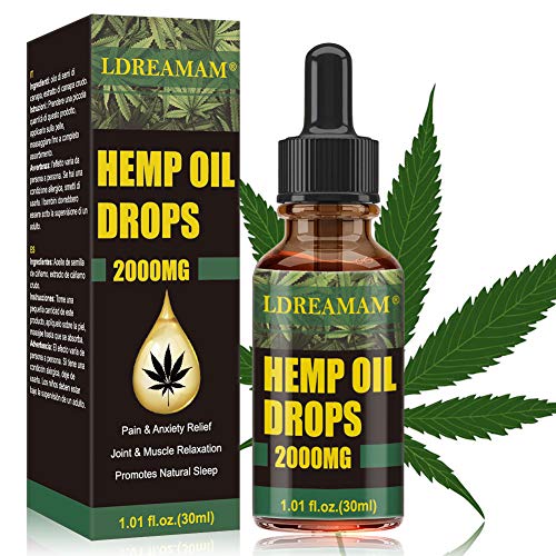 Hemp Oil Drops,100% Natural Extract - for Pain and Inflammation Relief, Reduces Stress and Anxiety, Provides Restful Sleep,Helps with Skin & Heart Health,Vegan Friendly
