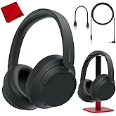 Sony WH-CH720N/B Wireless Noise Cancelling Headphone, Black Bundle with Deco Gear Hard Case + Pro Audio Headphone Stand + Microfiber Cleaning Cloth