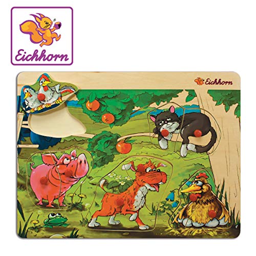 Eichhorn 100005453 - Steckpuzzle 30x22,5cm mit 8-9 Steckteilen, 4 versch. Bauernhof Motive verfügbar, keine Motivauswahl…