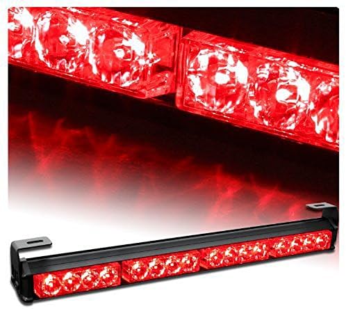 18" 16 LED Emergency Strobe Light Bar for Advisor Vehicle Traffic Warning with 7 Flashing Modes - Red