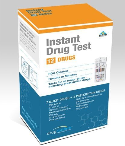DrugConfirm 12 Panel Instant Urine Drug Test Kit - FDA Approved - THC/COC/OXY/OPI/mAMP/MDMA/AMP/PCP/TCA/BAR/BZO/MTD by Drugconfirm