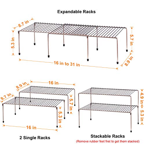 WOSOVO Expandable Stackable Shelf Kitchen Counter Rack