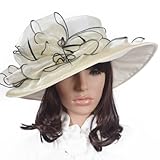 Women Floral Wide Brim Church Derby Kentucky Dress Hat (4 Colors)