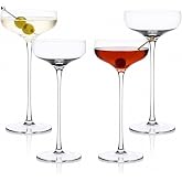 LEMONSODA Long Stem Martini Coupe 7.5oz - Elegant Cocktail Glass - Set of 4 | Premium Cocktail Glassware, Crafted for Martinis, Elevate Every Pour, Bar-Quality Glassware, Classic Barware Design