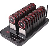 AGJ Restaurant Pager Wireless Calling System Digital Number 20 Beepers Guest Customer Queue Pagers for Food Court Food Truck Church Nursery Clinic Coffee Shop with Buzzer Vibration Flash
