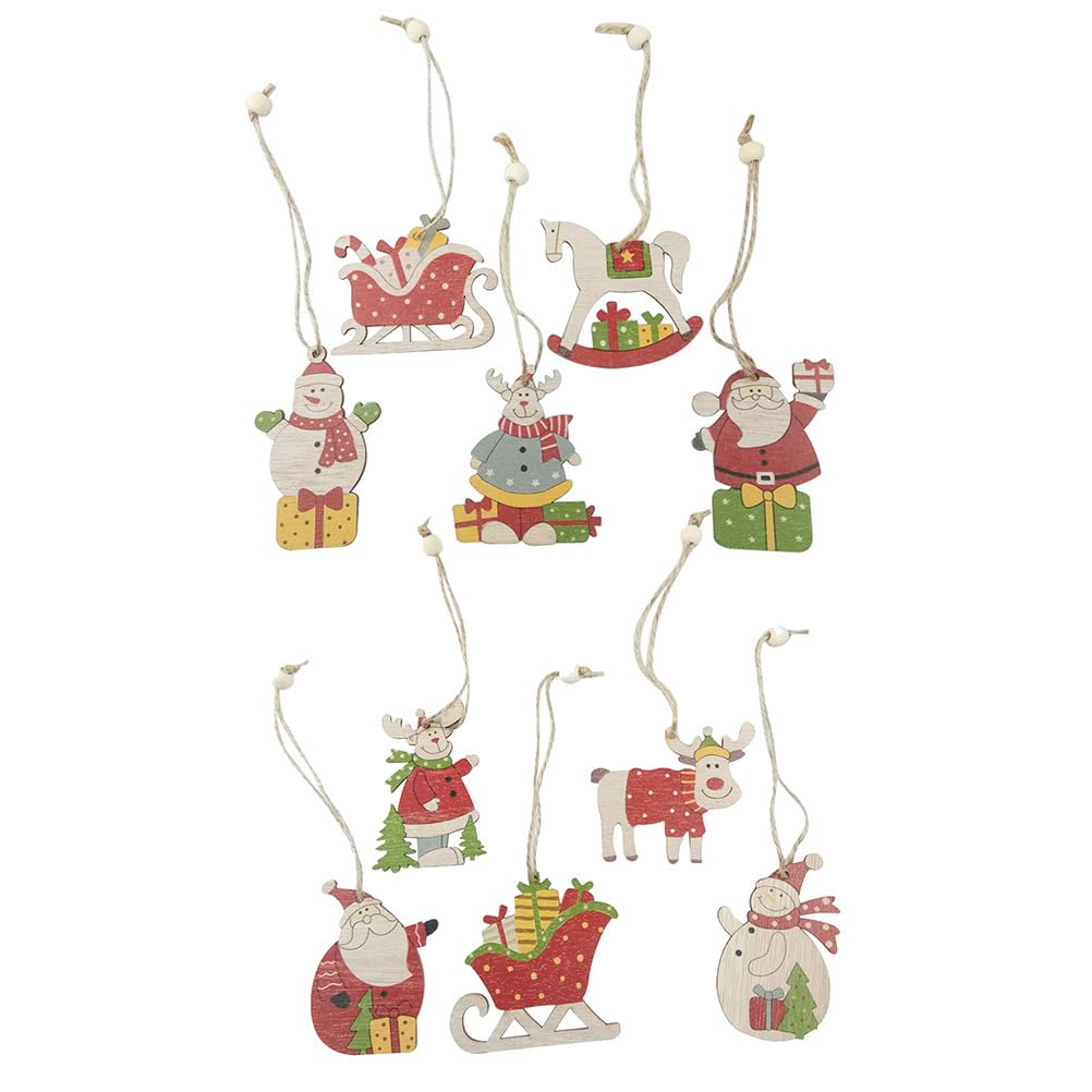 10pcs Wooden Xmas Tree Pendants Rustic Christmas Hanging Decor for Festive Home Decoration Lightweight and Ornaments for Holiday Atmosphere