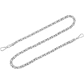 uxcell Purse Chain Strap, 32" Leather Iron Flat Chain Strap Handbag Chains Purse Straps for Shoulder Bags Replacement Strap (Gray Strap + Silver Chain)