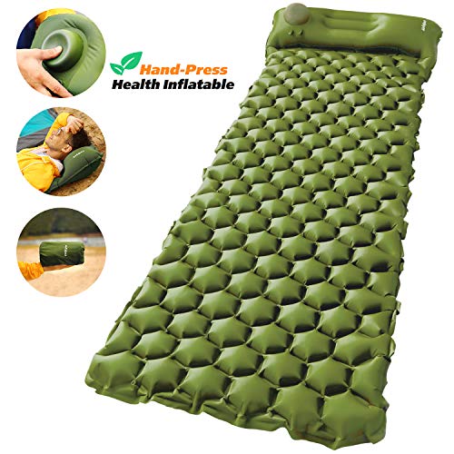AirExpect Camping Sleeping Pad with Built-in Pump Upgraded Inflatable Camping Mat with Pillow for Backpacking, Traveling, Hiking, Durable Waterproof Compact Ultralight Hiking Pad (Green) - Thumbnail 7