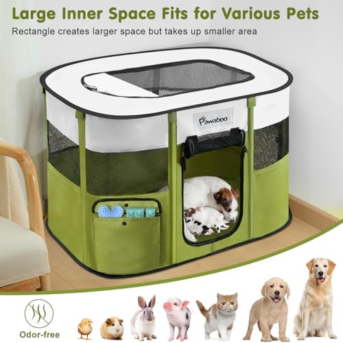 Parc Portable pour Chien en Tissu Oxford 600D, Vert d'Avocat