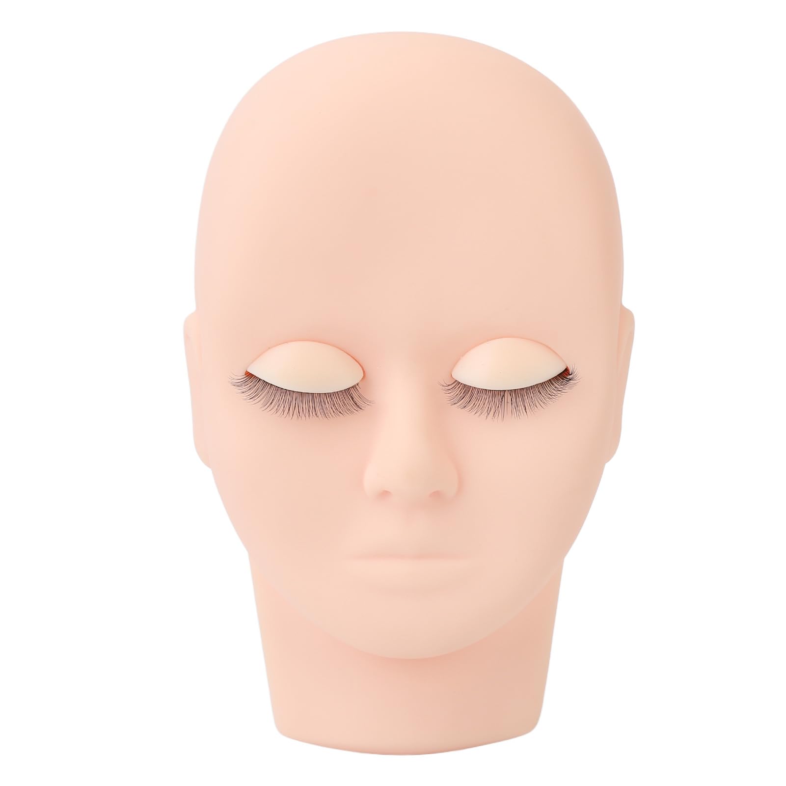 Lash Mannequin Head, Eyelash Extension Kit Makeup Eyelash Extension Practice Doll Head with 3 Pairs Removable Eyelids Double Layer Lashes for Training Beginners(Pink)