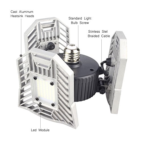 Led Deformable Garage Light, Motion-Activated Ceiling Light 6000LM, High Intensity Mining Lamps, LED Ceiling Light, Radar Home Lighting for Garage, Warehouse,Workshop,Basement (radar)